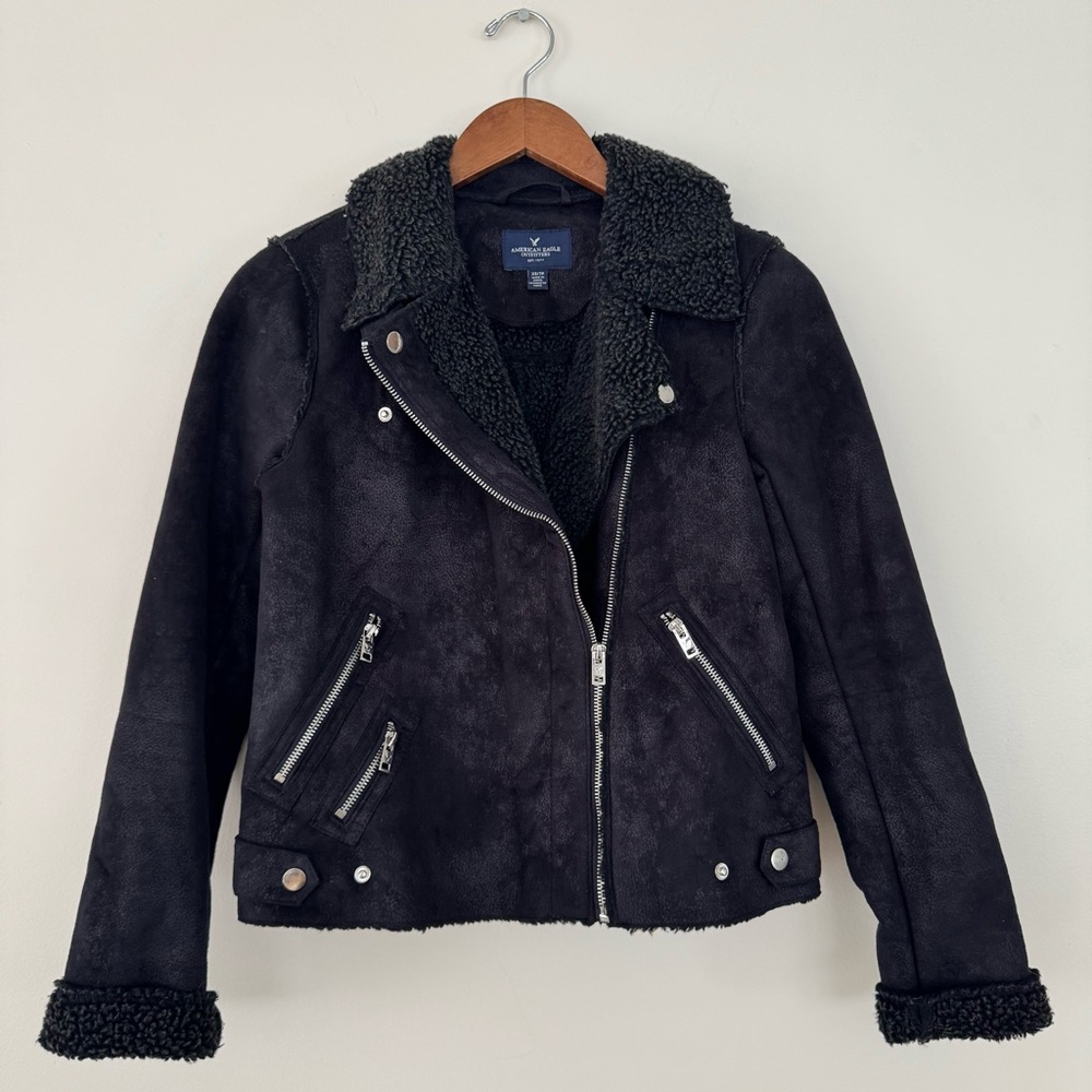 American Eagle Outfitters Black Suede Jacket